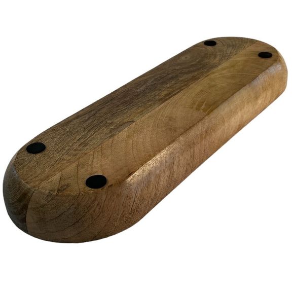 Oblong Stained Wood Carved Baquette / French Bread Bowl - Picture 5 of 6